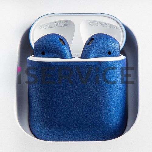 Беспроводные наушники Apple AirPods 2 синий металлик (2019) в зарядном футляре