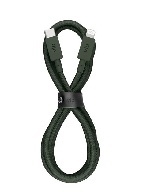 Кабель vlp Nylon Cable USB С – Lightning MFI 1.2м темно-зеленый