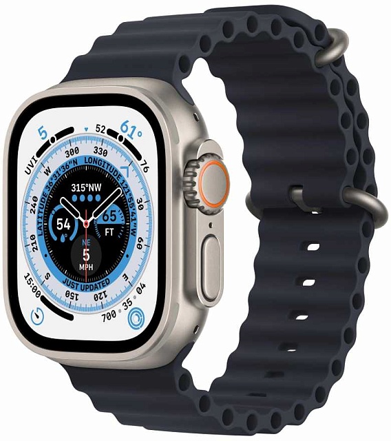 Apple Watch Ultra 49 мм, корпус из титана, ремешок Ocean цвета «тёмная ночь»