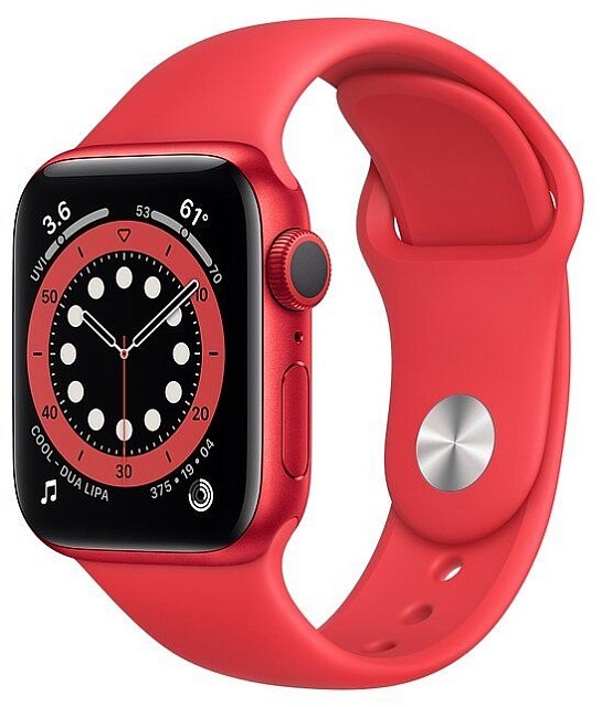 Apple Watch Series 6 40 мм, корпус из алюминия цвета (PRODUCT)RED, спортивный ремешок красного цвета