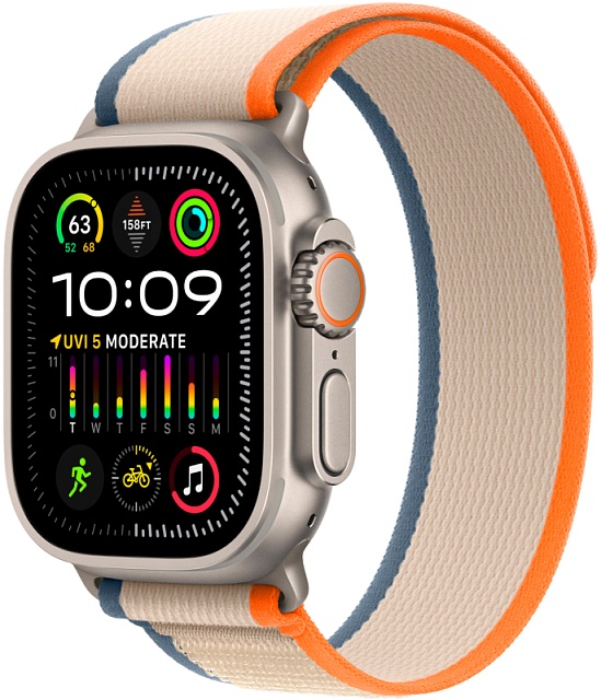 Умные часы Apple Watch Ultra 2 49 мм, корпус из титана, ремешок Trail (S/M) Оранжевый/Бежевый