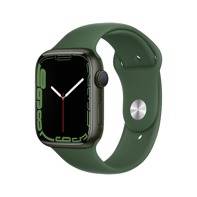 Apple Watch Series 7 45 мм Зеленый, спортивный ремешок цвета зелёный клевер