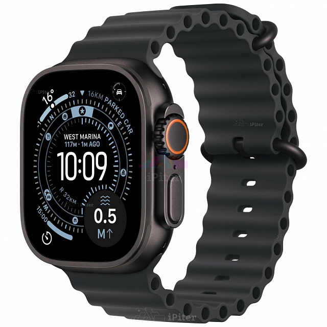 Apple Watch Ultra 3 49 мм «Black Titanium» Case with Black Ocean