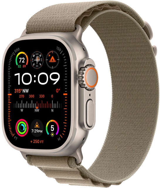 Умные часы Apple Watch Ultra 2 49 мм, корпус из титана, ремешок Alpine (M) Оливковый