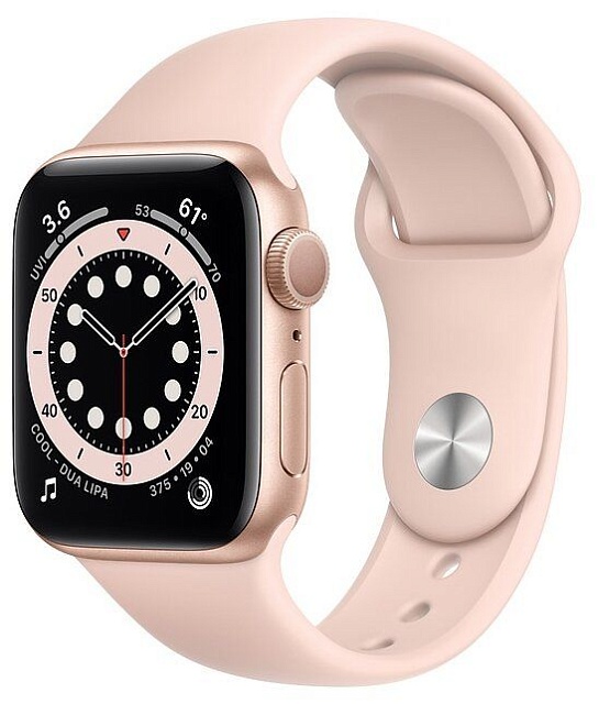 Apple Watch Series 6 40 мм, корпус из алюминия золотого цвета, спортивный ремешок цвета «розовый пес