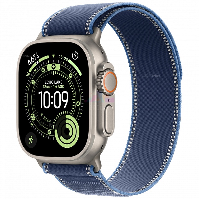 Apple Watch Ultra 3 49 мм «Natural Titanium» Case with Blue/Bright Blue Trail