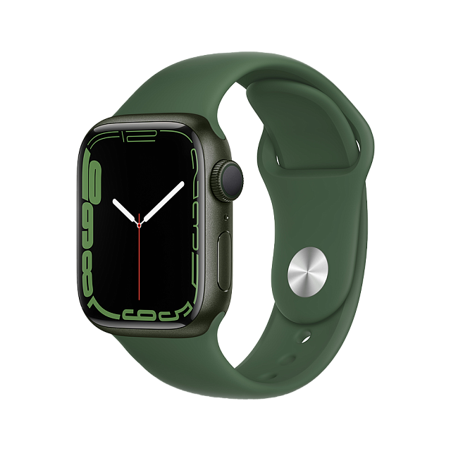 Apple Watch Series 7 41 мм Зеленый, спортивный ремешок цвета зелёный клевер