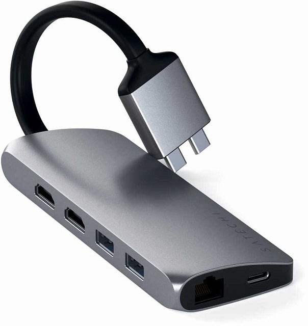 Адаптер Satechi Type-C Dual Multimedia Adapter для MacBook, «серый космос»