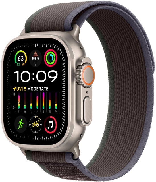 Умные часы Apple Watch Ultra 2 49 мм, корпус из титана, ремешок Trail (S/M) Синий/Черный